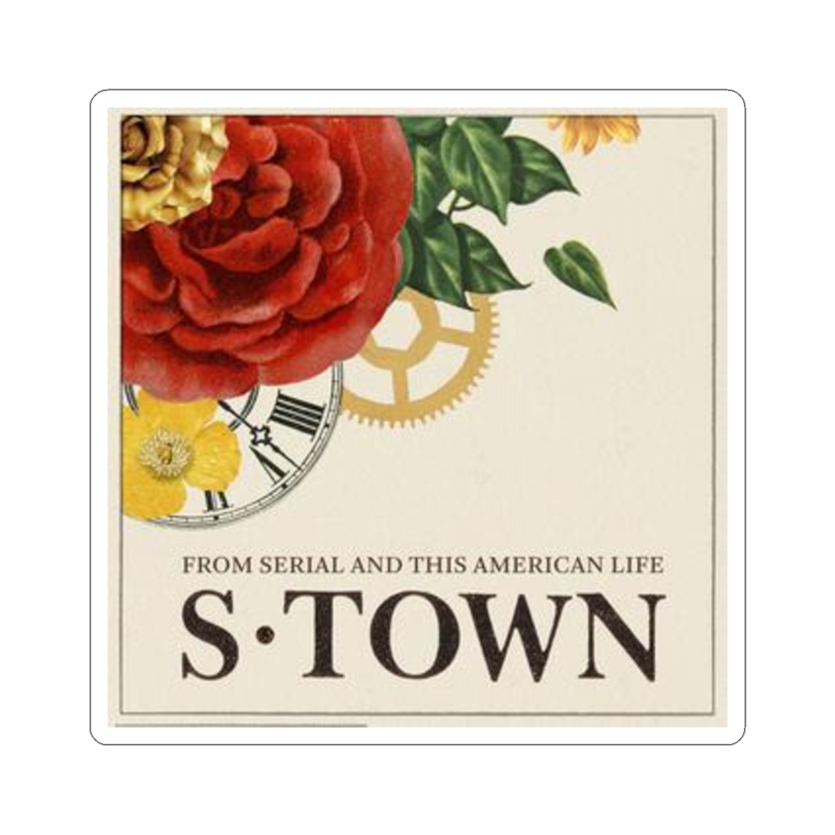 S-Town Floral Clock Sticker | Kiss-Cut Sticker | S Town Podcast - S-Town official Stickers merch