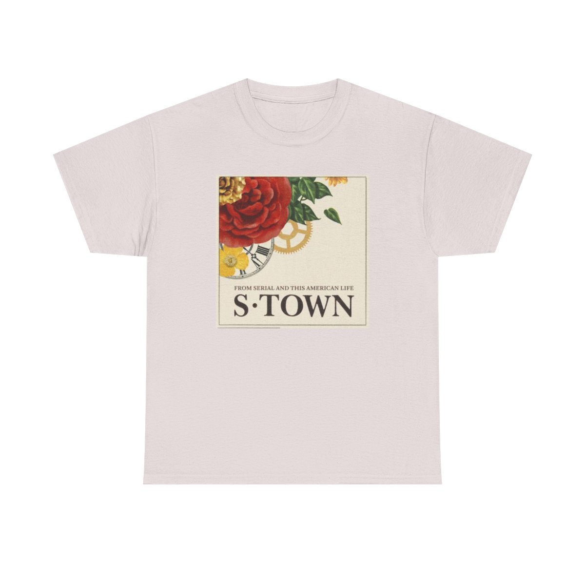 S-Town Podcast Rose Illustration Tee | Vintage Floral Podcast Logo T-Shirt | S Town Podcast - alternate angle 2, merchandise
